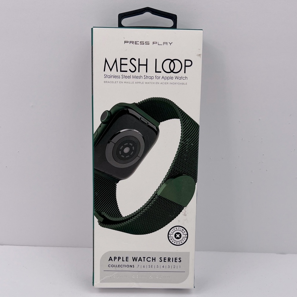 PRESS PLAY MESH MAGNETIC LOOP STAINLESS STEEL MESH STRAP FOR APPLE WATCH, GREEN